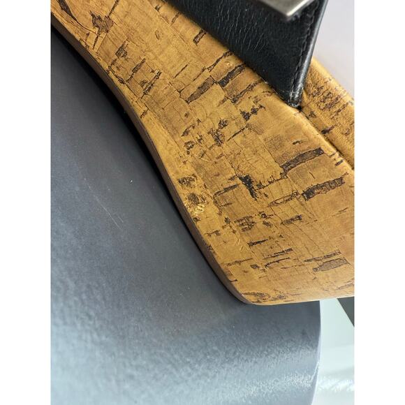 VIONIC Pepper Womens Sz 8 Black Leather Open Toe Platform Slip On Wedge Sandals - Picture 3 of 15